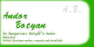 andor botyan business card